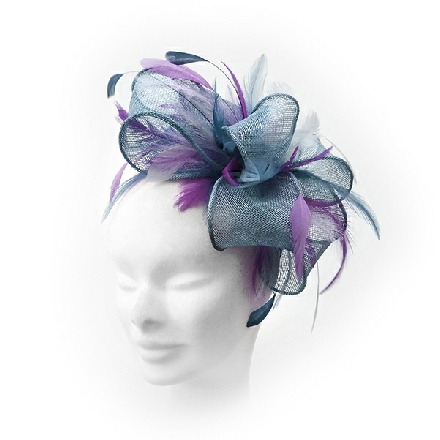 Delicate Teal Blue Pink Fascinator ideal for wedding guest, Mother of the Bride or bridesmaid; with feathers, crystals or pearls.