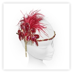 An unusual bright red bat design sparkly diamante crystal headband, perfect for 1920's Great Gatsby themed party.